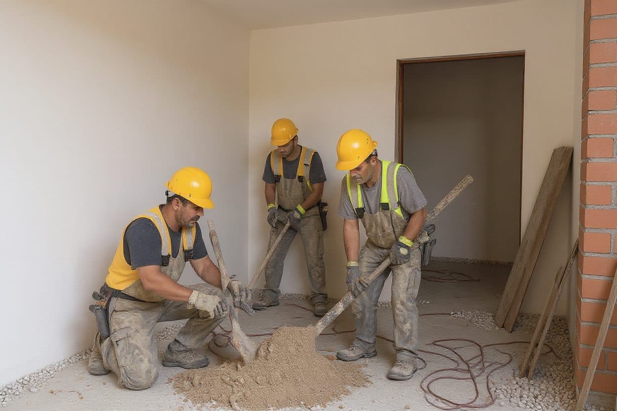 Profissional de construção civil em obra